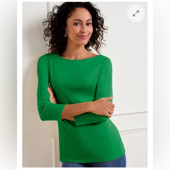 Talbots Tops - Talbots ‘Paradise Green’ Bateau Neck 3/4” Sleeve NWT Tee